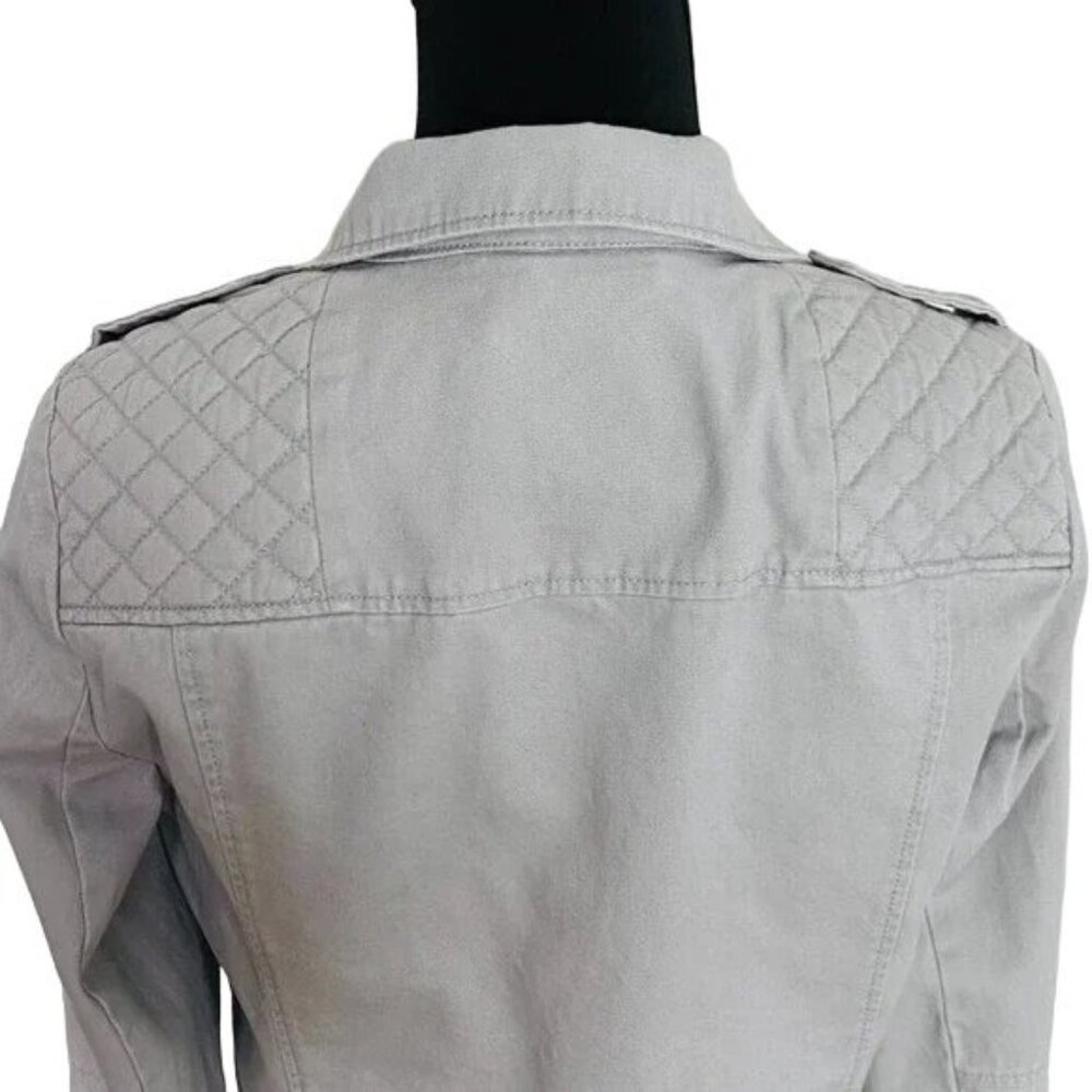 7 For All Mankind Gray Moto Quilted Cropped Jacket - Picture 6 of 7